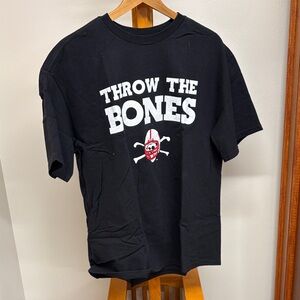 adidas Black "Throw The Bones" Graphic Tee with Red Accent Bo Pelini